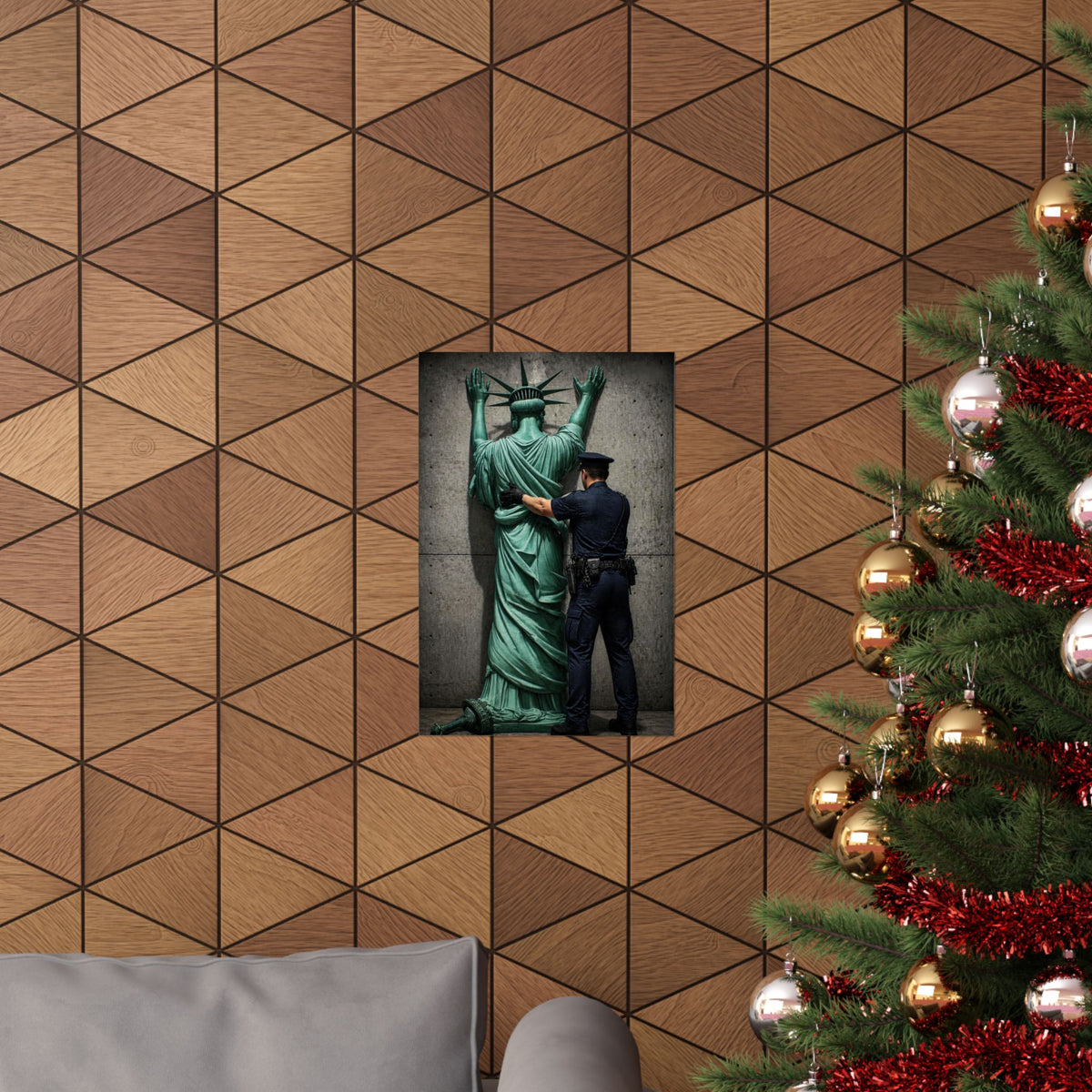 Police Pat Down of Statue of Liberty - Matte Poster Print