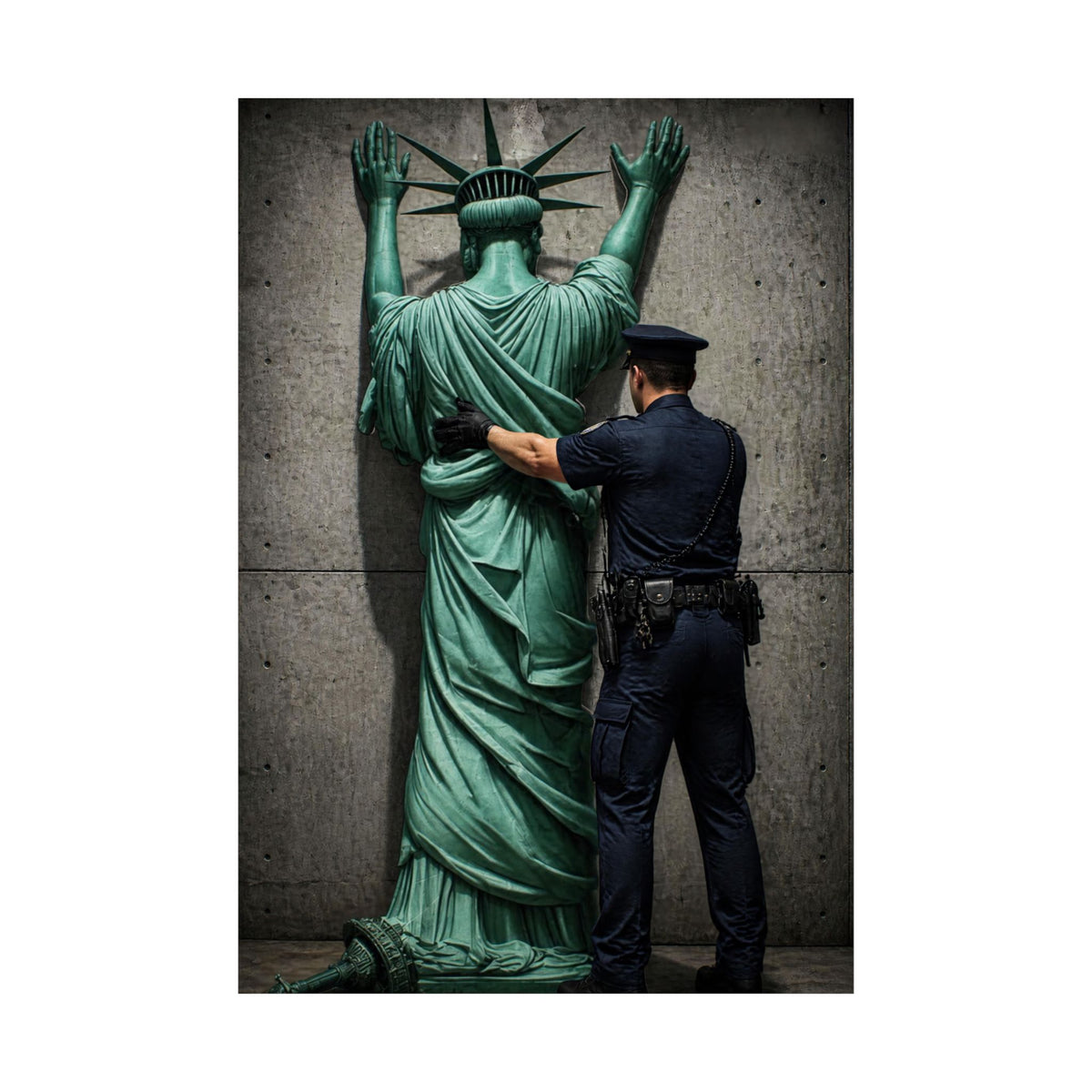 Police Pat Down of Statue of Liberty - Matte Poster Print