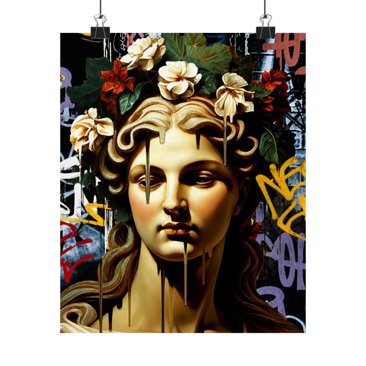 Graffiti Medusa Matte Poster - Contemporary Street-Art Classical Bust Print