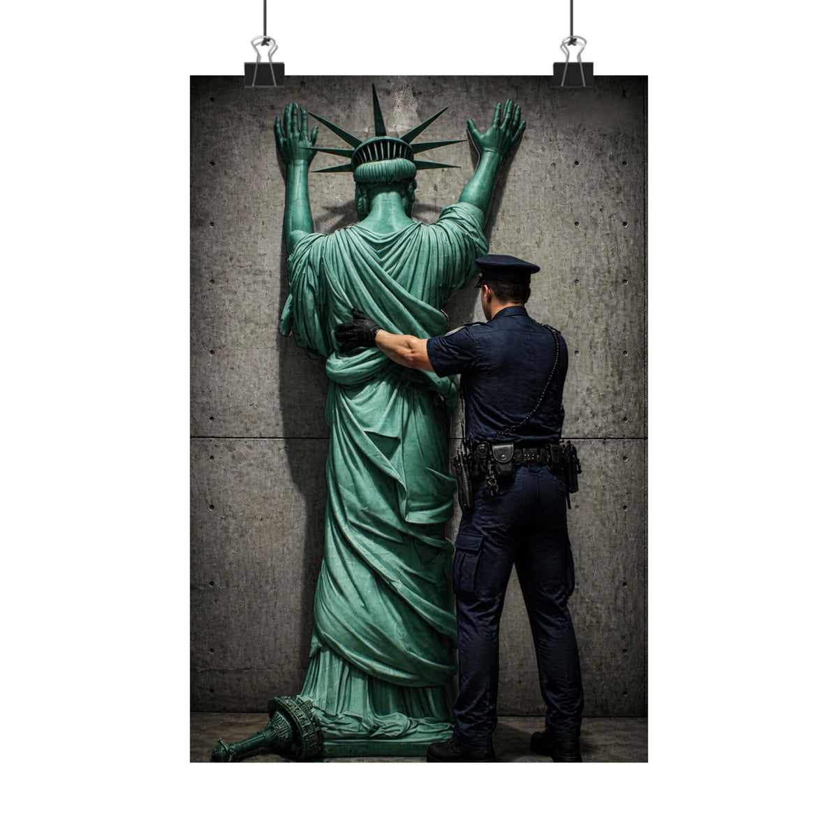 Police Pat Down of Statue of Liberty - Matte Poster Print