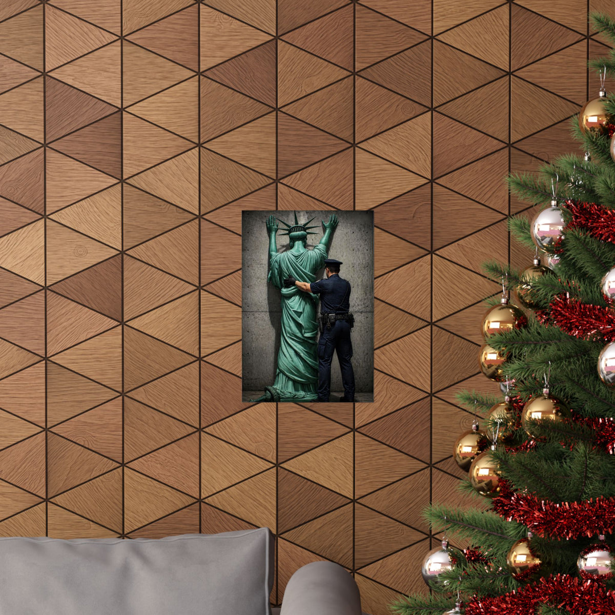 Police Pat Down of Statue of Liberty - Matte Poster Print