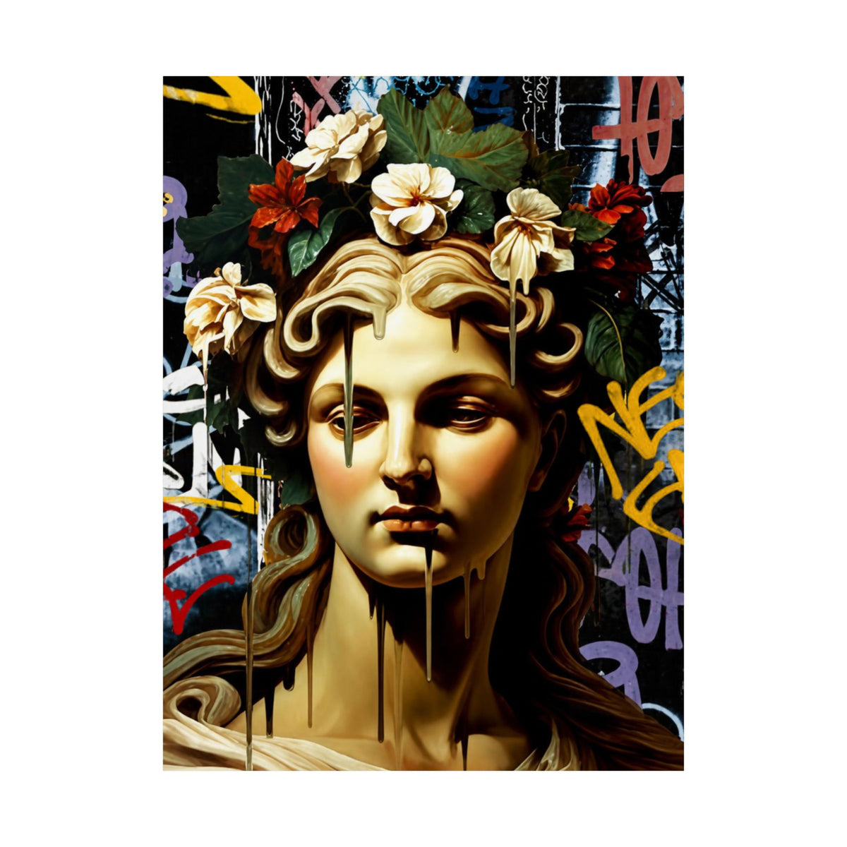Graffiti Medusa Matte Poster - Contemporary Street-Art Classical Bust Print