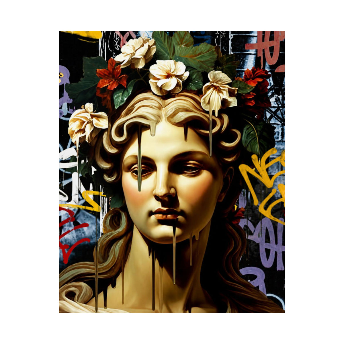 Graffiti Medusa Matte Poster - Contemporary Street-Art Classical Bust Print