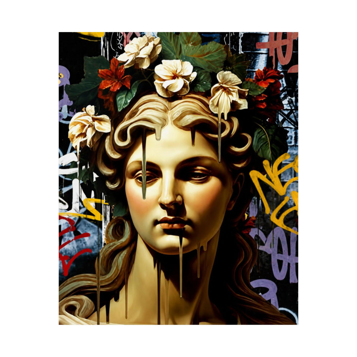 Graffiti Medusa Matte Poster - Contemporary Street-Art Classical Bust Print