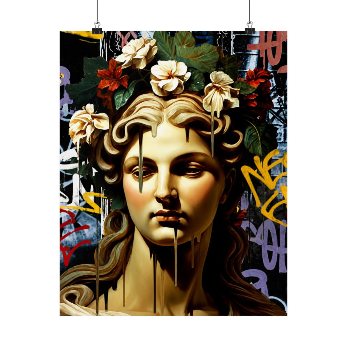 Graffiti Medusa Matte Poster - Contemporary Street-Art Classical Bust Print