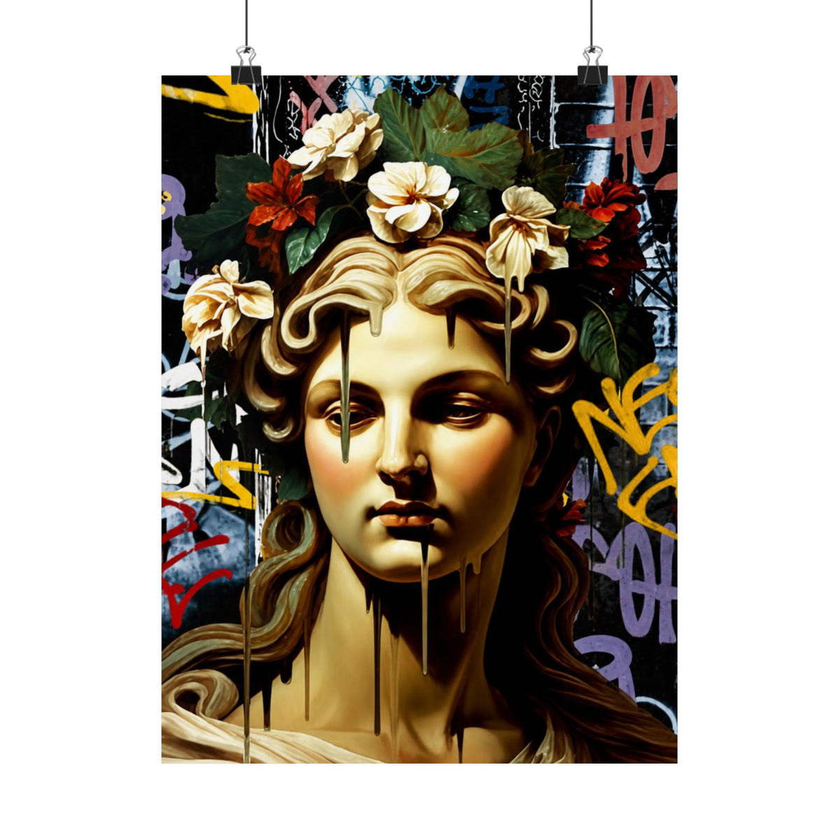 Graffiti Medusa Matte Poster - Contemporary Street-Art Classical Bust Print