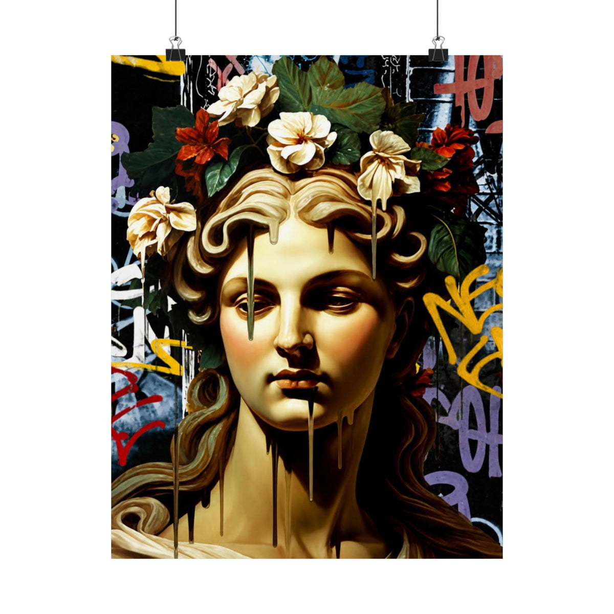 Graffiti Medusa Matte Poster - Contemporary Street-Art Classical Bust Print