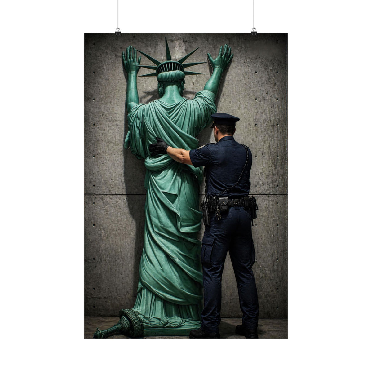Police Pat Down of Statue of Liberty - Matte Poster Print