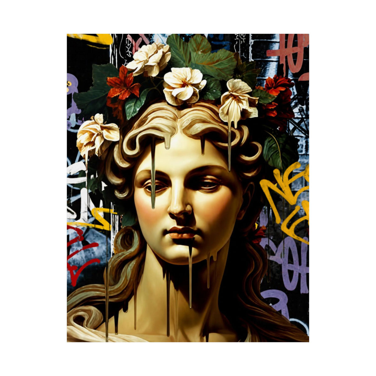 Graffiti Medusa Matte Poster - Contemporary Street-Art Classical Bust Print