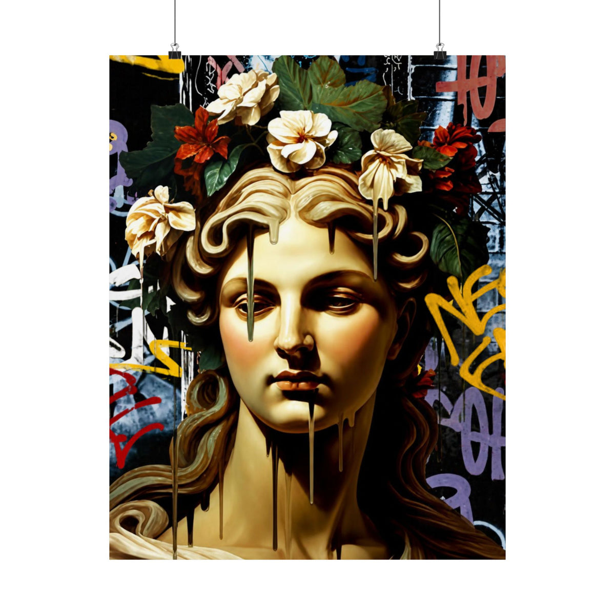 Graffiti Medusa Matte Poster - Contemporary Street-Art Classical Bust Print
