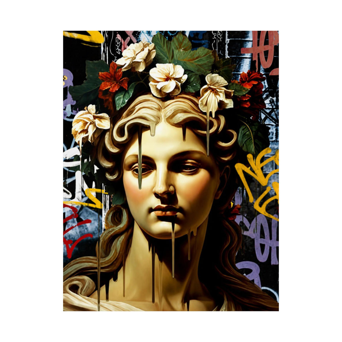 Graffiti Medusa Matte Poster - Contemporary Street-Art Classical Bust Print