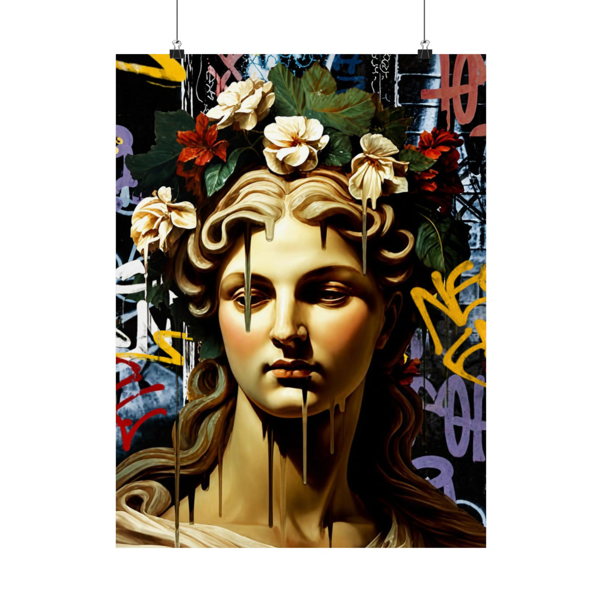 Graffiti Medusa Matte Poster - Contemporary Street-Art Classical Bust Print